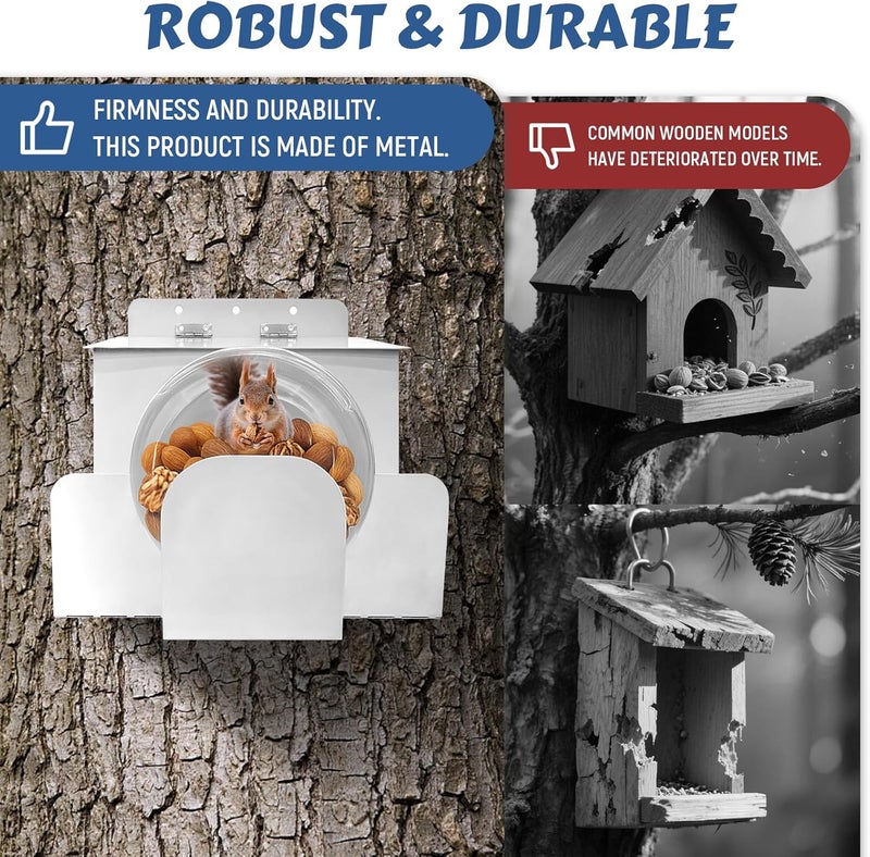 EQUNROY Metal Squirrel Feeder, Hanging Squirrel Feeders for Outside, Heavy-Duty Rust-Resistant Picnic Table with Anti-Bird Design - Fits Corn, Peanuts, Seeds - Stronger Than Wooden Feeders - Image 4
